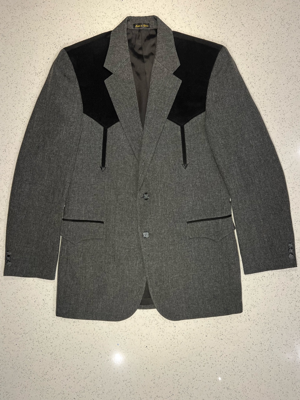 Vintage Circle S Boise Western Suit Jacket Charcoal Grey Cowboy Arrow Details
